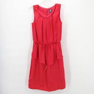 VINCE CAMUTO Coral Satin Pockets Peplum Dress 6